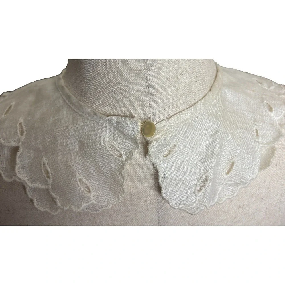 Antique Victorian Linen Lace Collar Ivory Regency